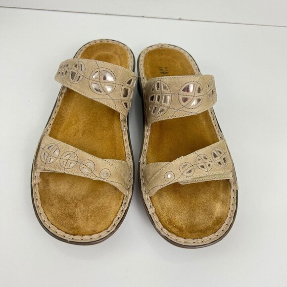 NAOT Sandals Size 41 US 10  Cornet Sandals Beige Leather Two Adjust Strap - Picture 2 of 16